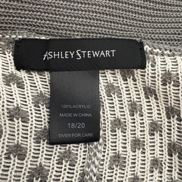 Ashley Stewart Gray & White Open Front Cardigan Sweater Womens Size 18/20 - Picture 5 of 10